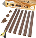 Delamu Cord Hider, 85in Cord Covers for 2-3 Wires on Wall, Self-Adhesive Cable Hider, PVC Wire Hiders Wire Covers for TV Cords on Wall, Easy Mount Cable Cover Raceway Kit, W0.95 H0.55in, Cherrywood by DELAMU