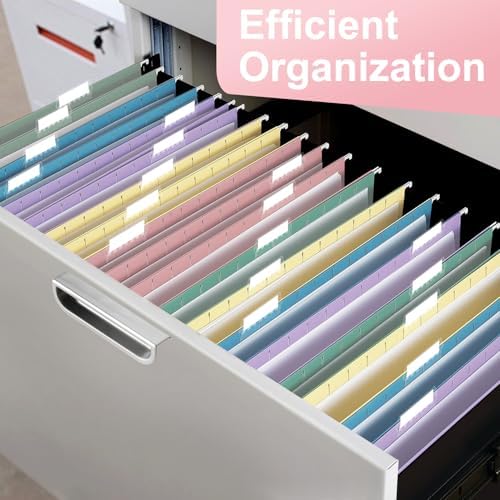 Hanging File Folders, 60 Pack Letter Size Hanging File folders with 1/5-cut Tabs, Stay Organized for Your Home and Office Bulk File, Documents and Paper, Macaron 10 Colors - Image 4