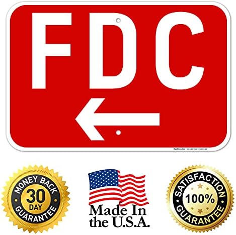 FDC Left Arrow Sign, Red Background, - Image 5