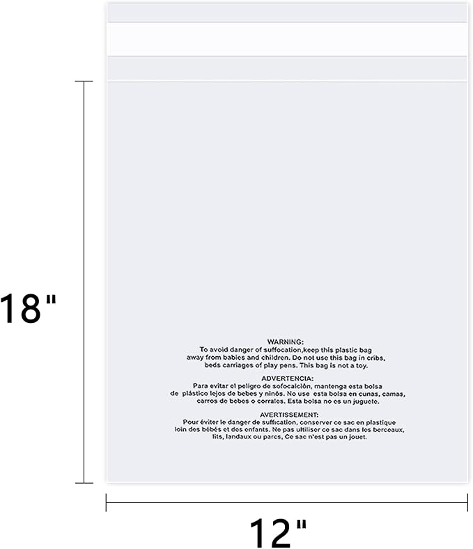 iMailer - 200 Count - 12" x 18" Poly Bags - Clear Plastic Packaging Bags - Image 2