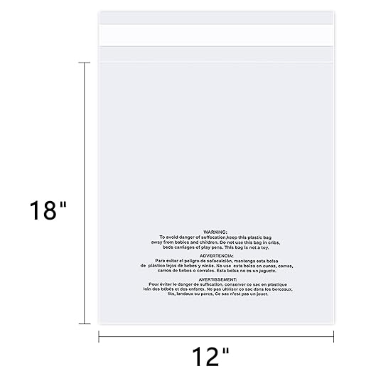 iMailer - 100 Count - 12" x 18" Poly Bags - Clear Plastic Packaging Bags - Image 2