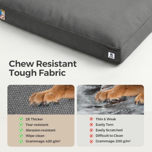 Sytopia 30 Inch Indestructible Dog Bed for Medium Dogs, Durable Canvas Chew Proof Dog Bed with Waterproof Machine Washable Removable Cover, Indoor Outdoor Patio Pet Pad for Crate, Green - Image 4