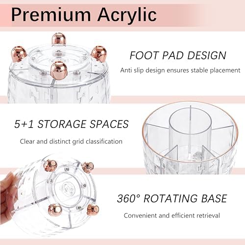 Rose Gold Desk Accessories, Office Supplies Desk Organizers 360°Pen Holder Acrylic Stapler Set, Phone Holder, Ballpoint Pen, Scissor, Binder Clips, Ruler, Transparent Glue, Sticky Note and Staples. - Image 2