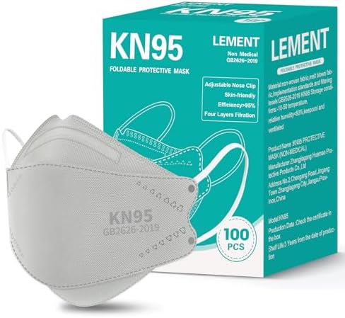 LEMENT KN95 Face Masks,100 Pack Breathable Dust Safety Mask For Adult, Grey by Lement