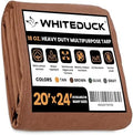 WHITEDUCK Canvas Tarp 18 oz. Heavy Duty Water Repellent UV Resistant, Rustproof Grommets, Industrial & Commercial Use Cloth Tarp (Cut Size: 20'x24', Finished Size: 19'6" x23'6", Brown) by WHITEDUCK