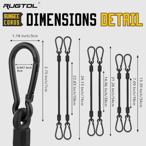 Rugtol Bungee Cords with Carabiner Hooks, Include 8", 15", 24", for Camping, Tarps, Bike Racks, Tents, 6 Pack - Image 2