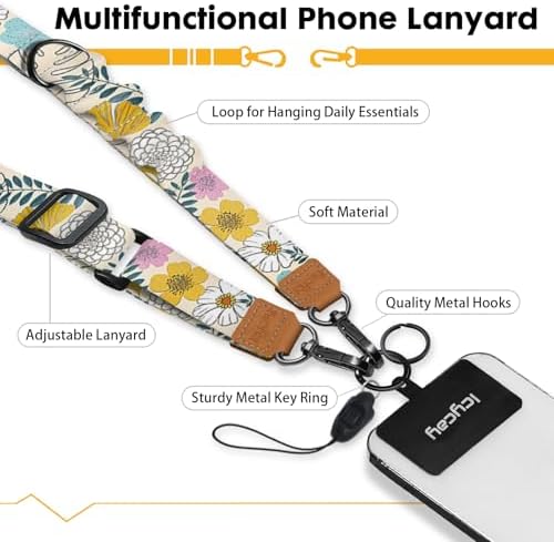 Icycay Phone Lanyard Crossbody Strap Neck Adjustable Teacher Women Flower - Image 3
