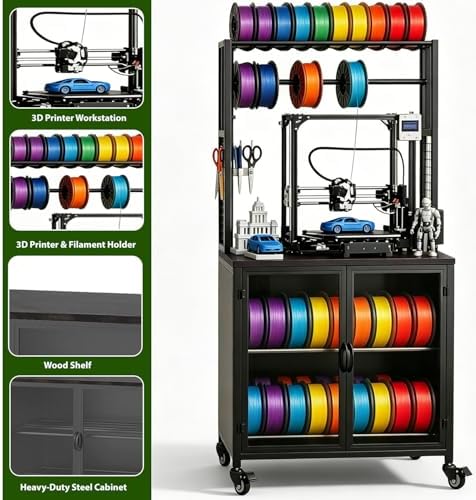 3D Printer Stand 29.5" Cabinet, Dustproof & Moisture-Proof, Rolling Black - Image 5