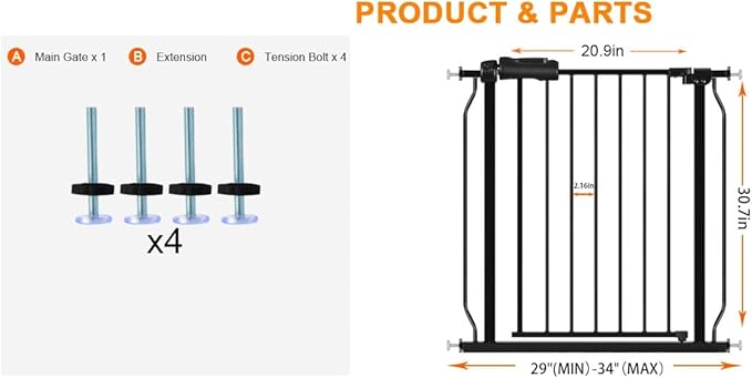 HOOEN Narrow Baby Gate for Stairs - Image 2