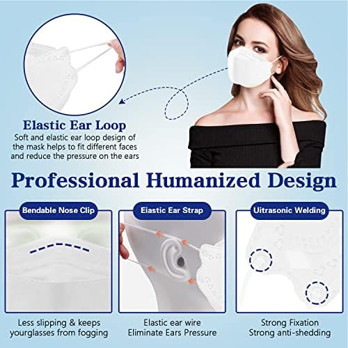60PCS KF94 Disposable Face Mask,Individually Packaged,Fish Mouth Type 4-Ply Breathable Mask with Adjustable Nose,Daily Use. (Color-B) - Image 4