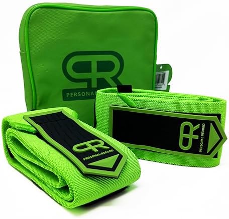 PR Personal Record Elbow Wraps for Weightlifting - Heavy Duty Construction, 25% More Elasticity, Reinforced Stitching, Extra Wide Fastener, Easy to Adjust, (Neon) by PRPersonalRecord