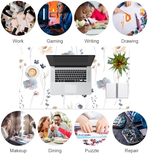 QIYI PU Leather Large Mouse Pad, Waterproof Desk Mat, 23.6" x 13.8", Sprigs - Image 5