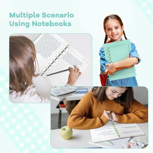 Discbound Notebook, 8-Disc Disbound Planner with Removable Pages, 180 Pages Spiral Notebook, Poly Cover Discbound Planner for Work, Travel, Note Taking(With Index Sticker),Green,A5 - Image 6