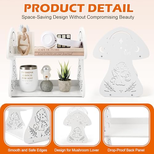 Cute Mushroom Desk Shelf Cottagecore Decor White Mushroom Accessories - Image 5