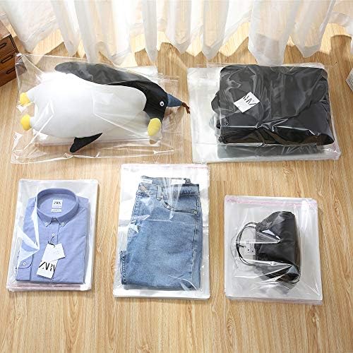 100 Pack 16" x 20" Large Thick Clear Resealable Cellophane Self Adhesive Seal Poly Bags Durable Plastic Cello Bag 1.6Mil Heavy Duty Packaging T-Shirts Clothes Clothing Gifts Self-Sealing OPP Bags - Image 7