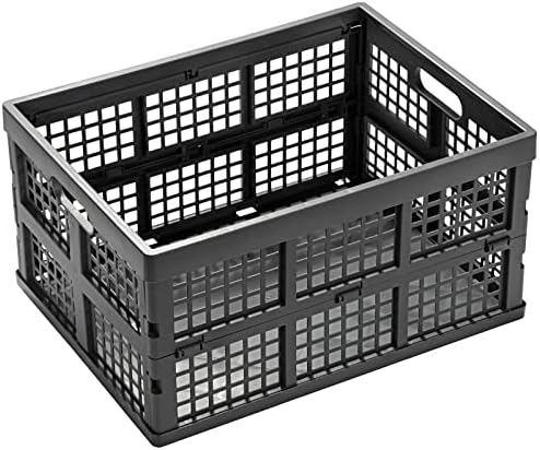 Eslite 34L Large Plastic Folding Storage Crates,Collapsible Crates for Storage,Pack of 3 (Grey) - Image 2