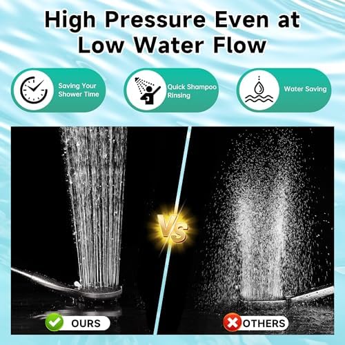 BRIGHT SHOWERS High Pressure Shower Head with Handheld, 9 Spray Settings Showerhead Built in Power Wash to Clean Tub and Pets, Extra Long 69" Hose, Adjustable Bracket, Brushed Nickel - Image 5