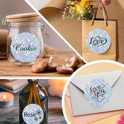 3 Inch Holographic Thermal Labels,Round Thermal Printer Labels,Waterproof Thermal Printer Stickers for DIY Logo Design,Name Tag,QR Code,Thanks Card 150 Labels/Roll (Glass Fragments) - Image 6