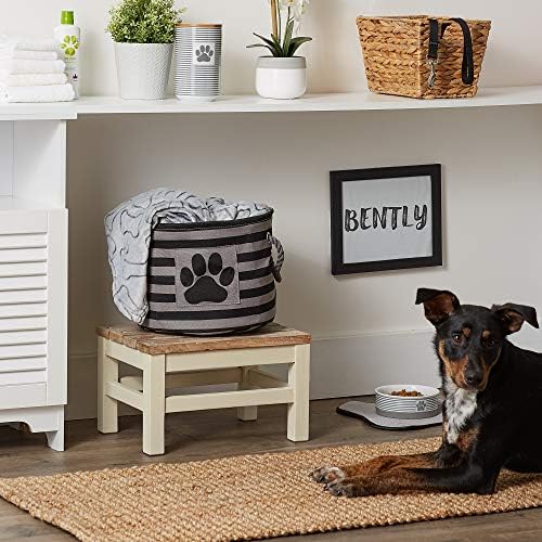 Bone Dry Pet Storage Collection Striped Paw Patch Bin, Black, Small Round - Image 6