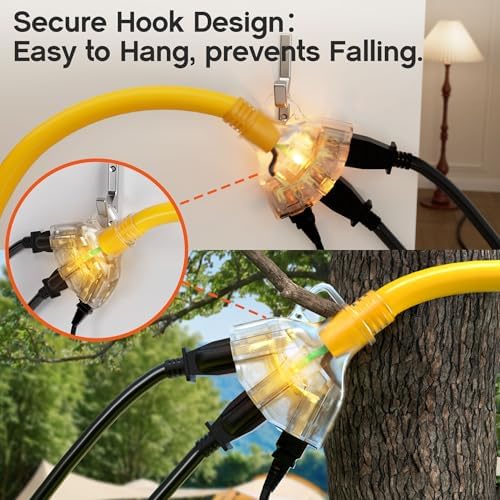 12 FT 12 Gauge Heavy Duty Extension Cord with Multiple Outlets - Image 5