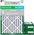 Filterbuy 20x24x4 Air Filter MERV 8 Dust & Allergy Defense (3-Pack) by Filterbuy