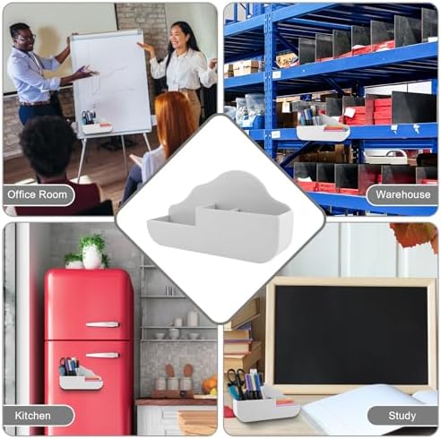 KITANIS Cloud Style 3 Compartment Magnetic Dry Erase Marker Holder, Pen Pencil Organizer for Refrigerator, Whiteboard, Locker Accessories - Image 7