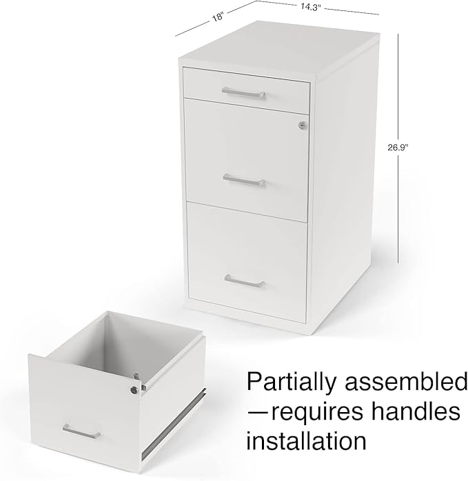 STAPLES 3-Drawer Vertical File Cabinet, Letter Size Documents, Lockable & Mobile - Image 3