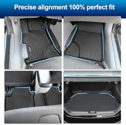 PELEUS Floor Mats Custom Compatible with Honda Civic Hybrid 2012-2015 (NOT for Gas) All-Weather TPE Odorless Car Liners Front Rear and Trunk Cargo Liner Set with 4Pcs Door Sill Guards Black - Image 2