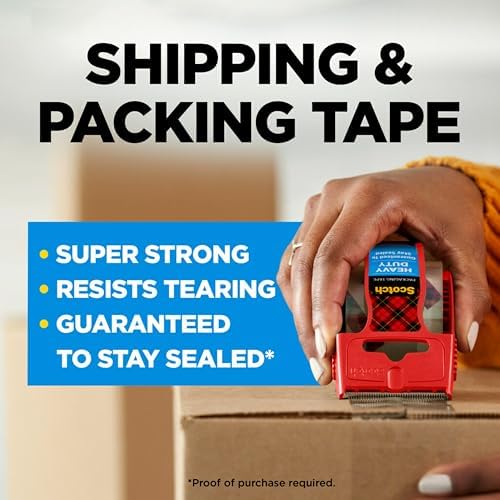 Scotch Heavy Duty Shipping Packing Tape, Clear, Shipping and Packaging Supplies, 1.88 in. x 27.7 yd., 1 Tape Roll with Dispenser (Pack of 2) - Image 4