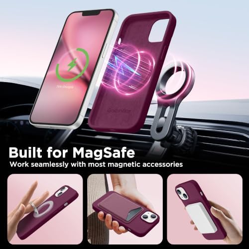 GolbinBox Magnetic for iPhone 13/14 Case, Silicone Cover, Deep Red - Image 4