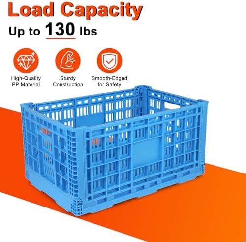72L Collapsible Milk Crate with Handles, - Image 4