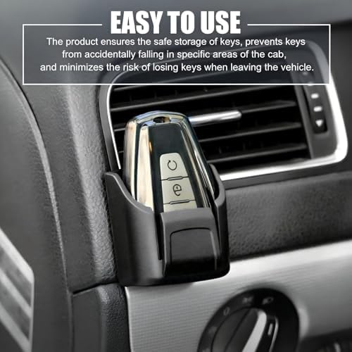Car Key Fob Holder Box, Adhesive Multifunctional Dashboard Organizer Mount, Easy Access Key Remote & Garage Card Storage Box, Universal for Most Cars (Black) - Image 4