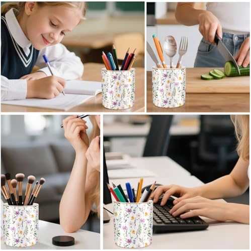 Large Capacity FLoral Pen Holder for Desk, Ceramic Pencil Holder Pen Cup Marker Holder Makeup Brush Holder, Desk Accessories & Workspace Organizers for Home, Office, Colored - Image 2