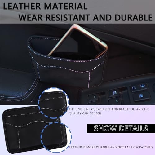 Black Car Seat Side Pocket Organizer - Change Holder, Pouch, Leather Cell Phone Sunglasses Holder, Seat Gap Filler Accessories Organizer - Image 4