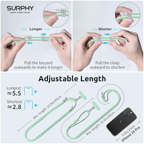 SURPHY Phone Lanyard Crossbody, Phone Strap Crossbody with 2 Tether Tabs - Image 6