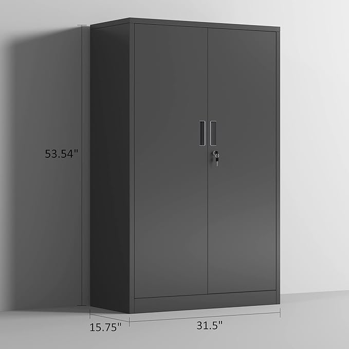 Metal Storage Cabinet with Locking Doors and 3 Adjustable Shelves, 53.5-Inch - Image 3