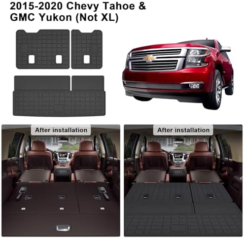 Cargo Mat with Backrest Protection for 2015-2019 2020 Chevy Chevrolet Tahoe/GMC Yukon（Not XL）,TPE All Weather Protection Cargo Liner with Velcro Rear Seats Backrest car Accessories-Black - Image 2