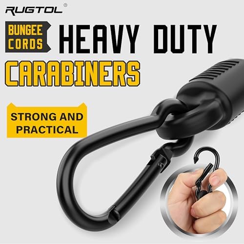 Bungee Cords with Hooks, 48 Inch Adjustable Green Bungee Cords with Carabiner Heavy Duty Outdoor, 8mm Thick Easy to Adjust Bungee Rope UV Resistant for Truck Bed, Bike Rack, Trash Can, Moving, 6 Pack - Image 6