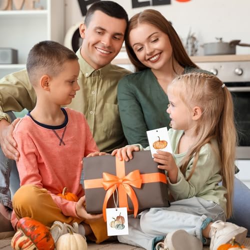 Tenceur 50 Set Fall Pumpkin Gift Tags with Strings, Thanksgiving Label - Image 6