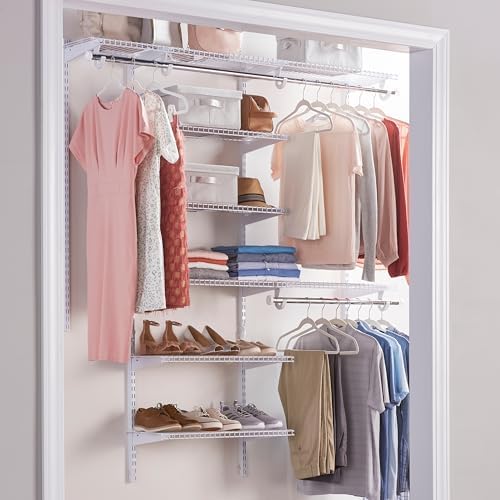 Rubbermaid Configurations Deluxe Custom Closet Kit 3-6 Ft. Adjustable Metal Wire Shelving White Finish Expandable Organization System Hardware Included for Home Closet/Pantry/Laundry/Mudroom - Image 6