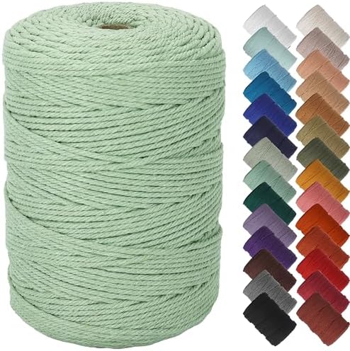 NOANTA Sage Macrame Cord 3mm x 328yards, Colored Cotton Rope Macrame Yarn by NOANTA