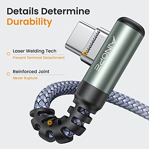 AINOPE 2-Pack USB to USB C Cable 3.1A Fast Charge, [3.3FT+10FT] Right Angle Type C Charging Cable, Durable Nylon Braided USB C Cable Fast Charge Compatible Galaxy S10 S9 S8 Plus S21, LG V30,V20,G6 - Image 6