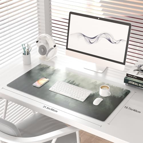 QIYI PU Leather Large Mouse Pad, Waterproof Desk Mat, 31.5" x 15.7", Forest - Image 2