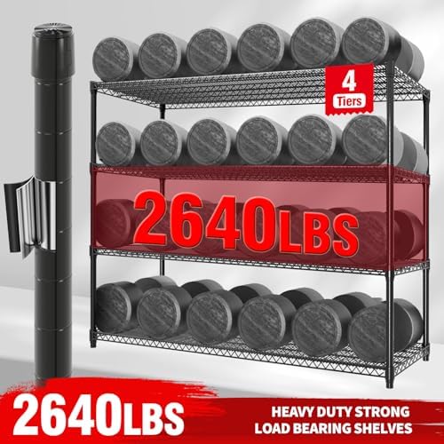 73.8" H Storage Shelves 4-Tiers Heavy Duty Shelving Unit with Wheels, 2640LBS Garage Shelving for Pantry Garage Kitchen Home Commercial, 73.8" H x 59" W x 23.9" D - Image 3