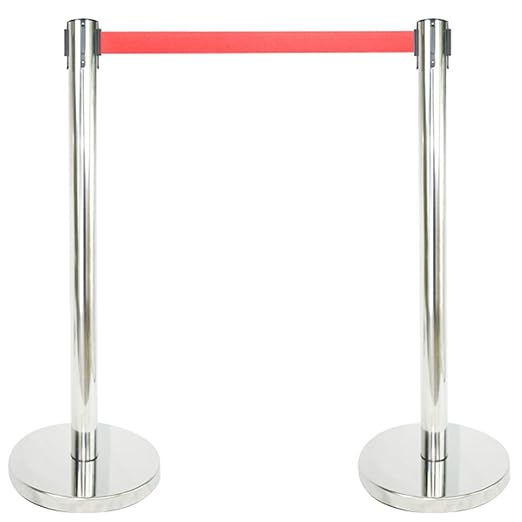 VIP Crowd Control Retractable Belt Stanchion Queue Safety Barrier Set - Image 4