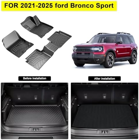 Floor Mats for 2021-2024 2025 2026 Ford Bronco Sport, Only Fit Sport Version(Non Hybrid), TPE 2 Row Floor Liners & Cargo Mats for Ford Bronco Accessories - Image 3