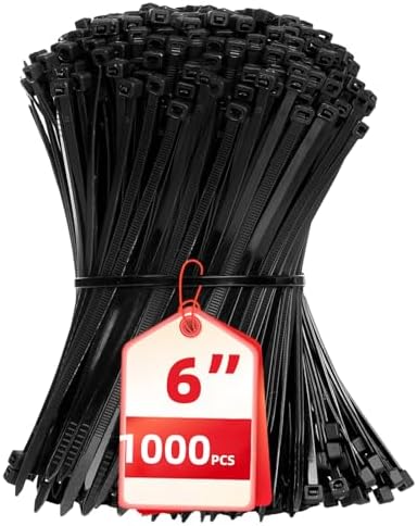 Zip Ties 6 inch, 1000 Pack Black Zip Ties, Self-Locking Nylon Cable Ties with 40 lbs Tensile Strength,Wire Ties for indoor and outdoor use. by HAVEMETD
