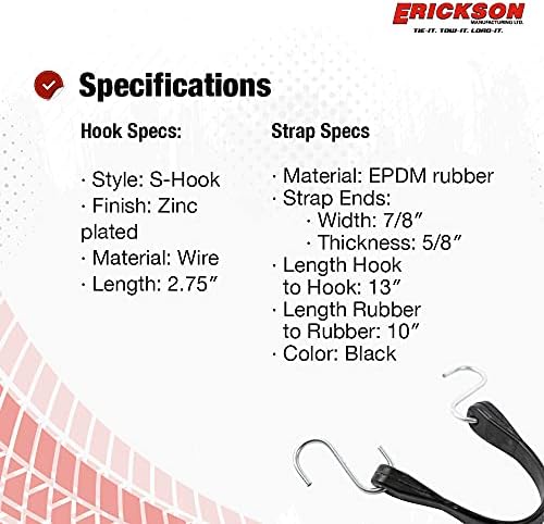 Erickson 06601 10" Long Industrial EPDM Rubber Tarp Strap, (Pack of 4) - Image 5