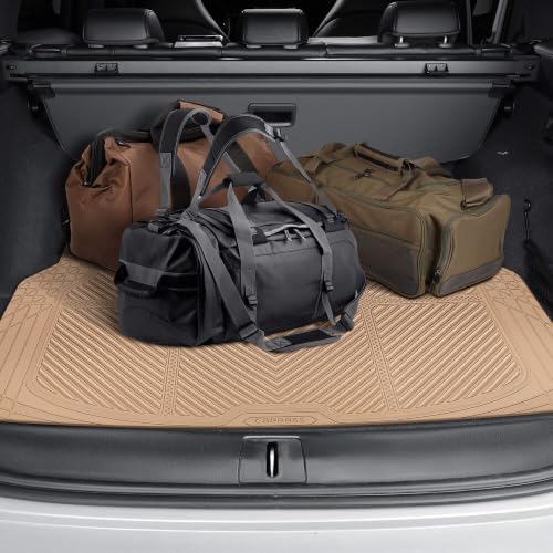 CAR PASS Tan Rubber Car Floor Mats & Cargo Liners, All Weather Car Mats & Trunk Mats,Waterproof Automotive Floor Mats Trim to Fit for Most Cars Sedans SUVs Vans, Durable Heavy Duty Anti-Slip,Beige - Image 4