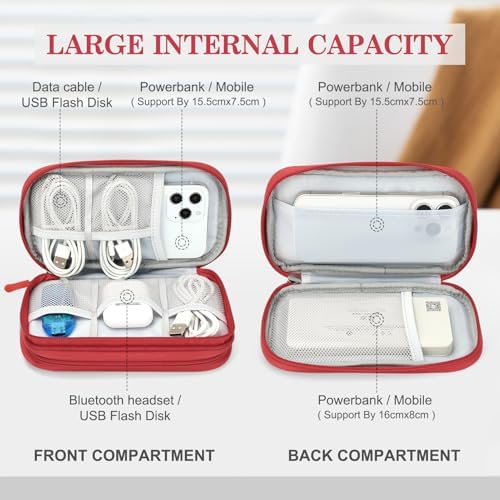 FYY Electronic Organizer, Travel Tech Pouch Bag, Cable Organizer Red - Image 3